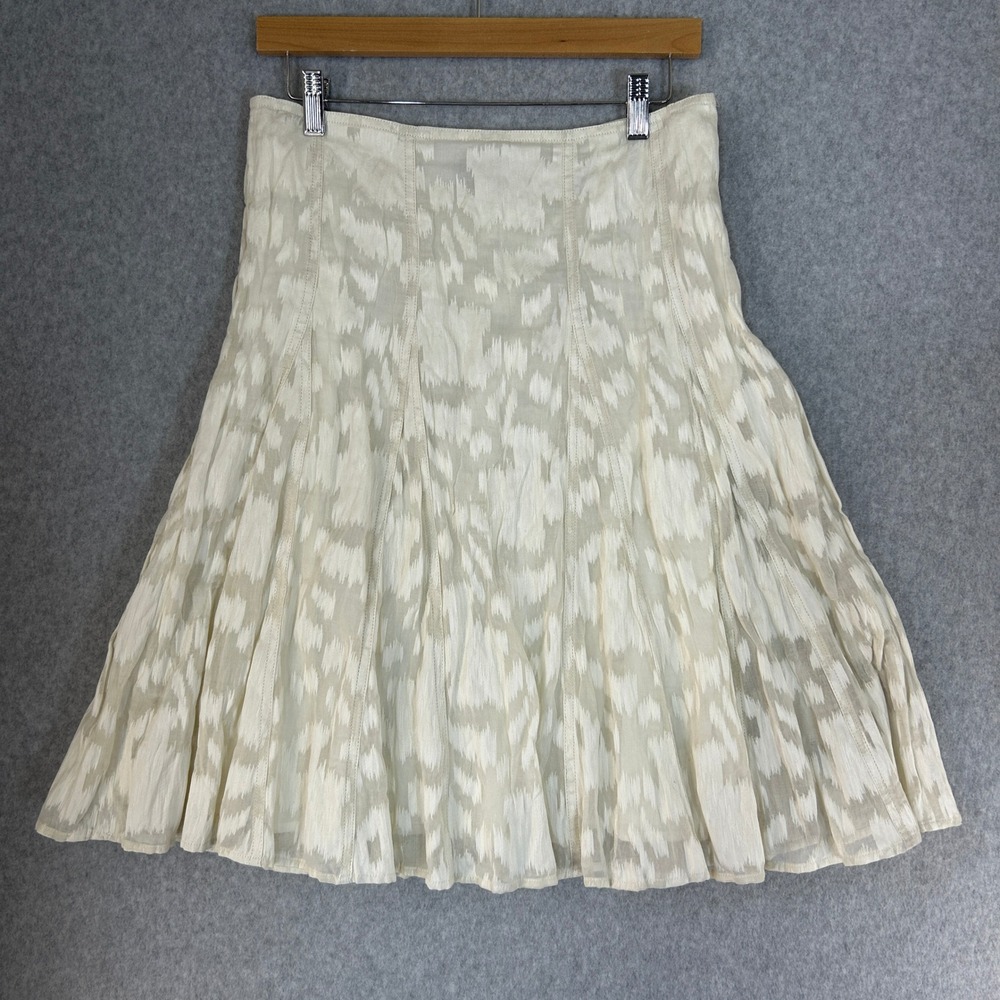 Piazza Sempione A Line Flare Skirt Ivory Cream Cotton Ikat IT 44 US 8 NWT $560